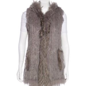 Love Token genuine rabbit fur gray vest like new!
